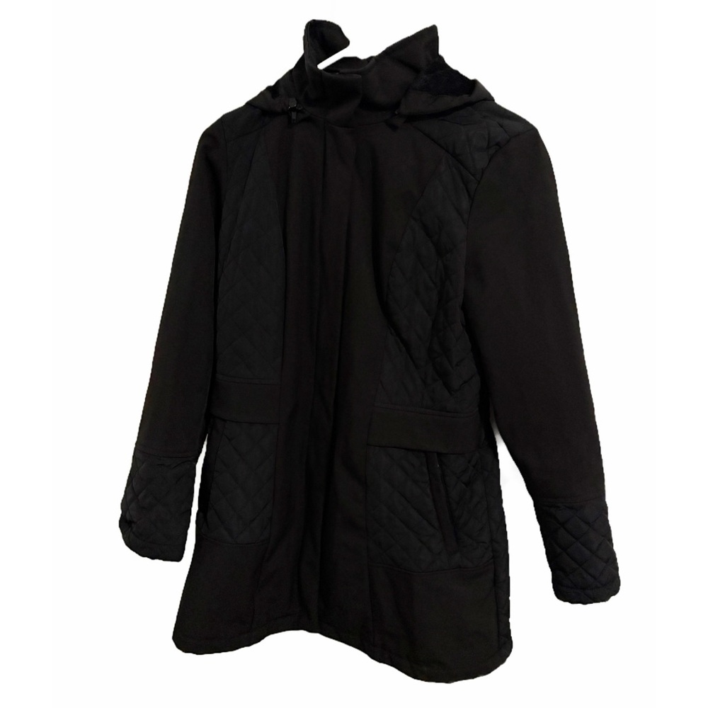 Liverpool Jeans Black Quilted Zip Jacket w/ Hood‎